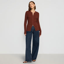 Kayla Ribbed Two-Way Zip Sweater | Rustic Red