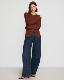 Helena | Kayla Ribbed Two-Way Zip Sweater in Size Small