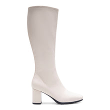 Micah Boot Mid Block Heel | Eggnog Stretch Faux Nappa