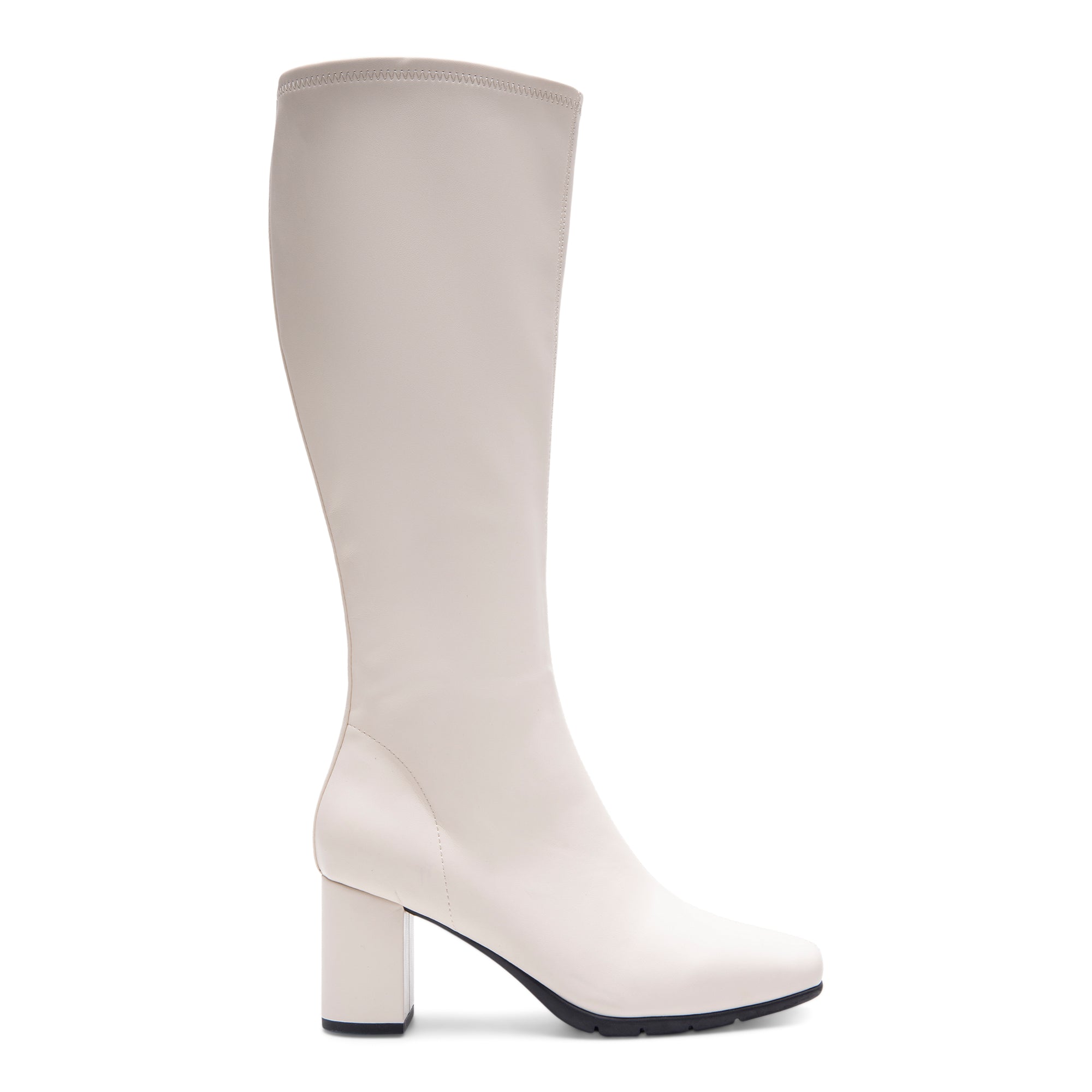 Micah Boot Mid Block Heel | Eggnog Stretch Faux Nappa