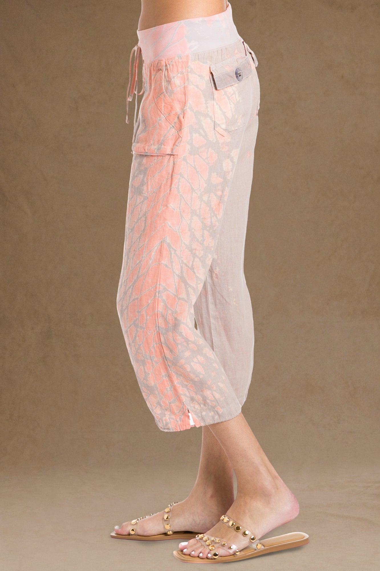 Women | Slouchy Cargo Linen Crop Pant | Diagonal Butterfly Wash 11