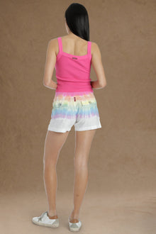 Women | Slouchy Cargo Linen Short | Rainbow Wash 1