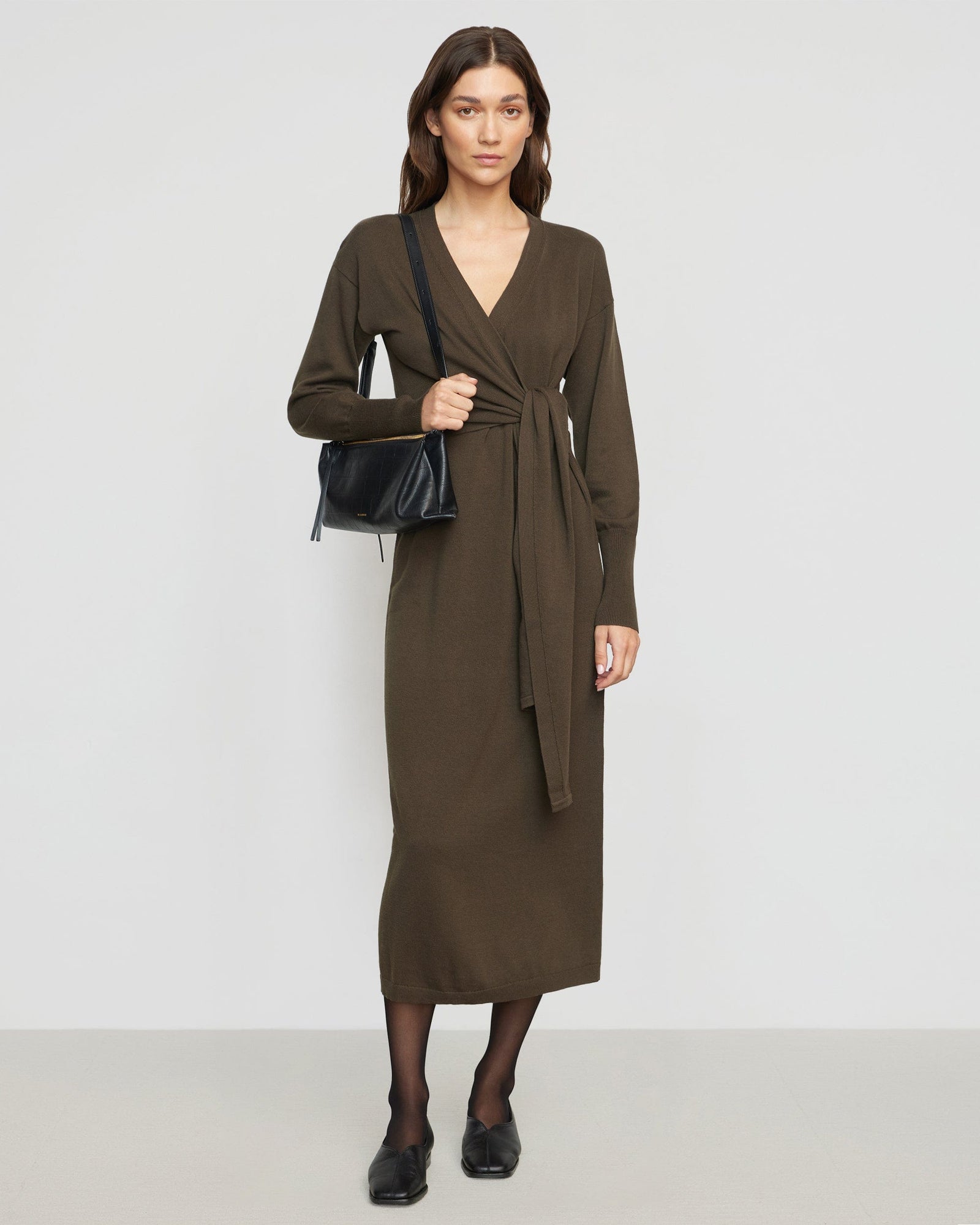 Renee | Linden Front-Wrap Sweater Dress in Size Small
