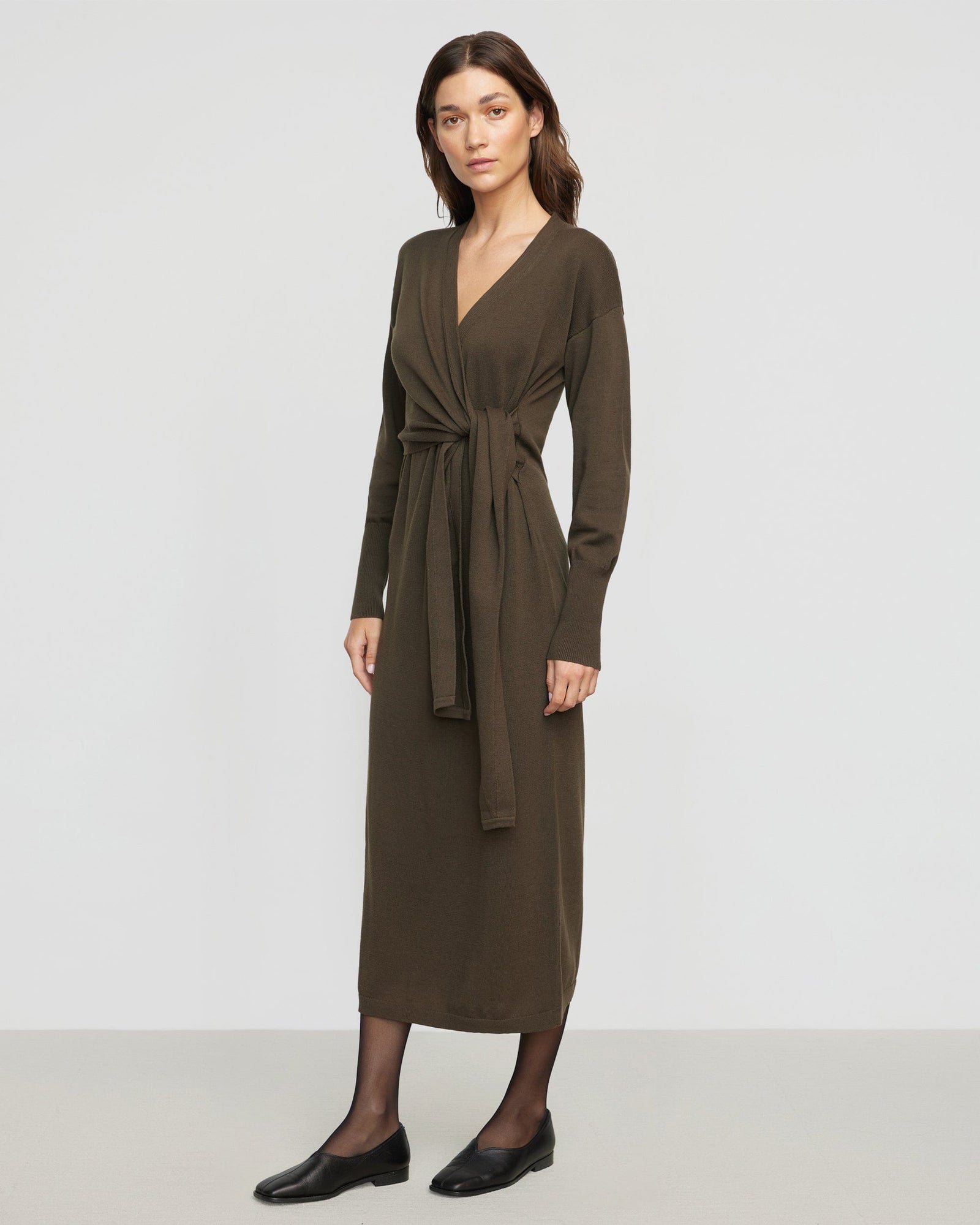 Renee | Linden Front-Wrap Sweater Dress in Size Small