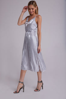 V-Neck Cami Shift Dress - Silver Shimmer