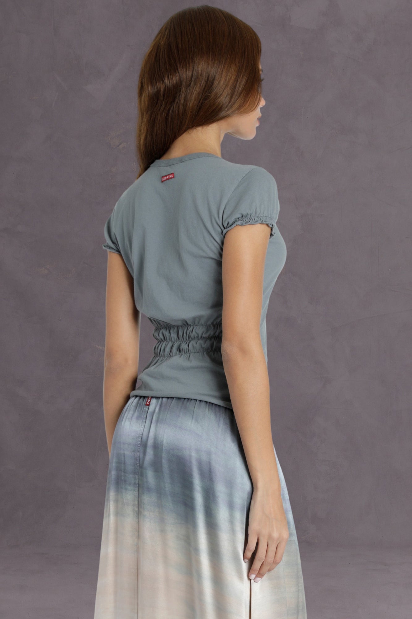 Women | Short Sleeve Ruched Back Tee | Glass