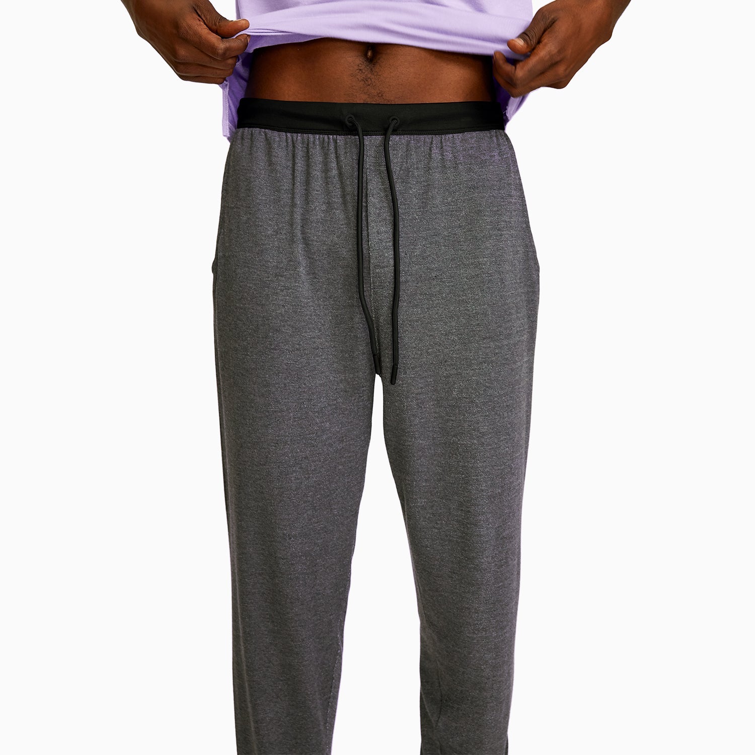 Breathable Modal French Terry Sweatpants | Gray/Black