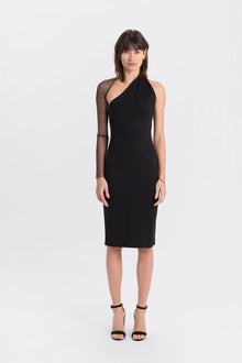 Manhatten Mesh Sleeve Dress | Black Mesh