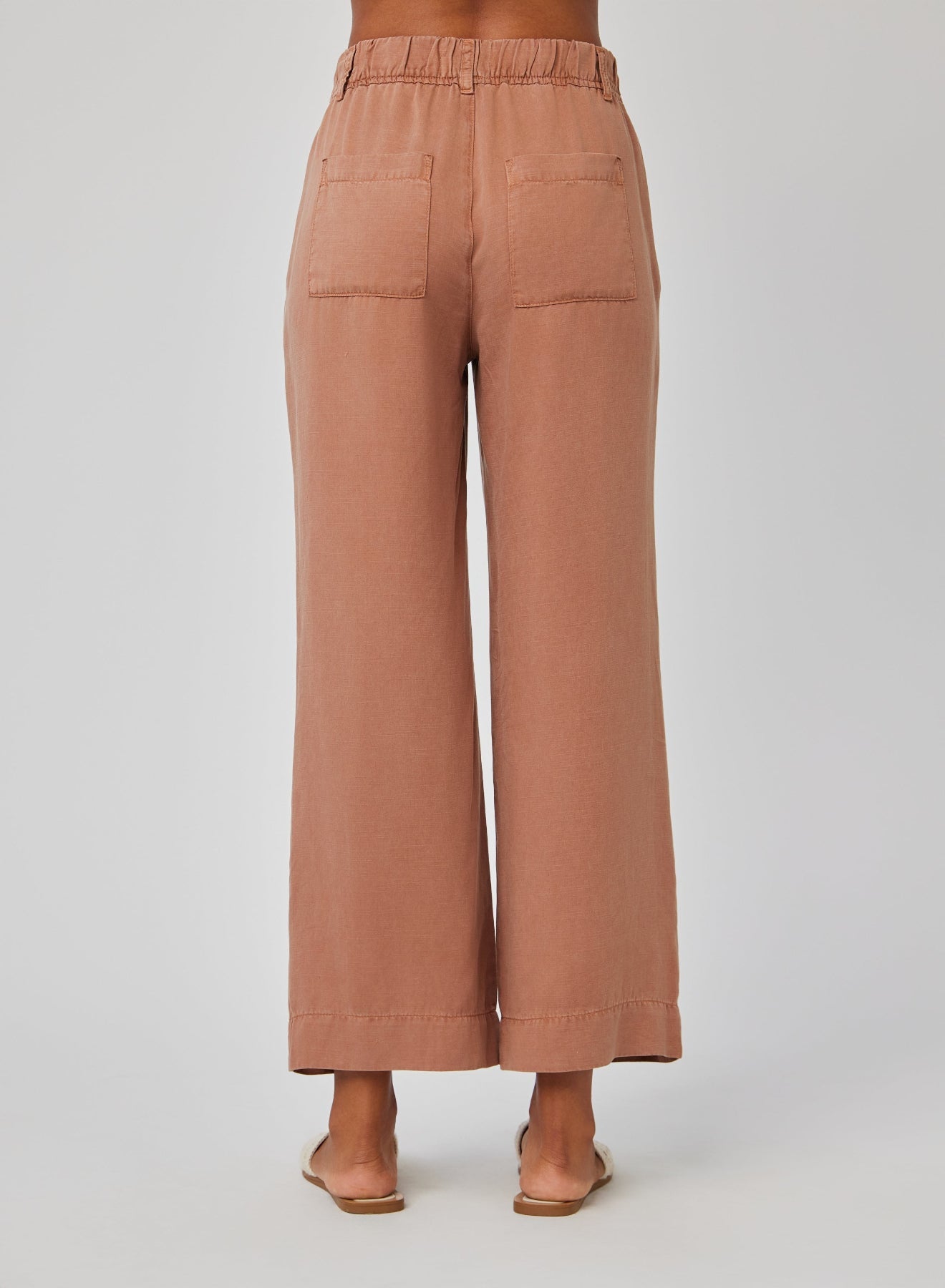 Marina - Pleated Wide Leg Ankle Pant | Sandal Brown
