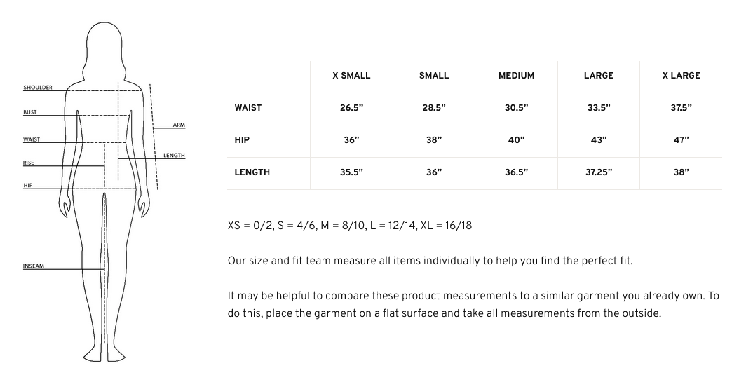 Product size guide