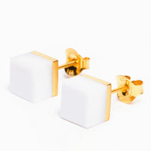 Cubic Earrings | 18K Gold Plated | White Agate