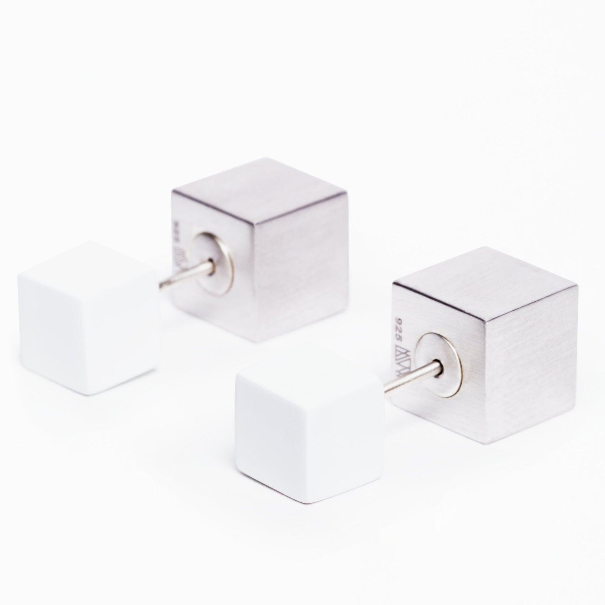 Eclipse Earrings | Silver | Matte White