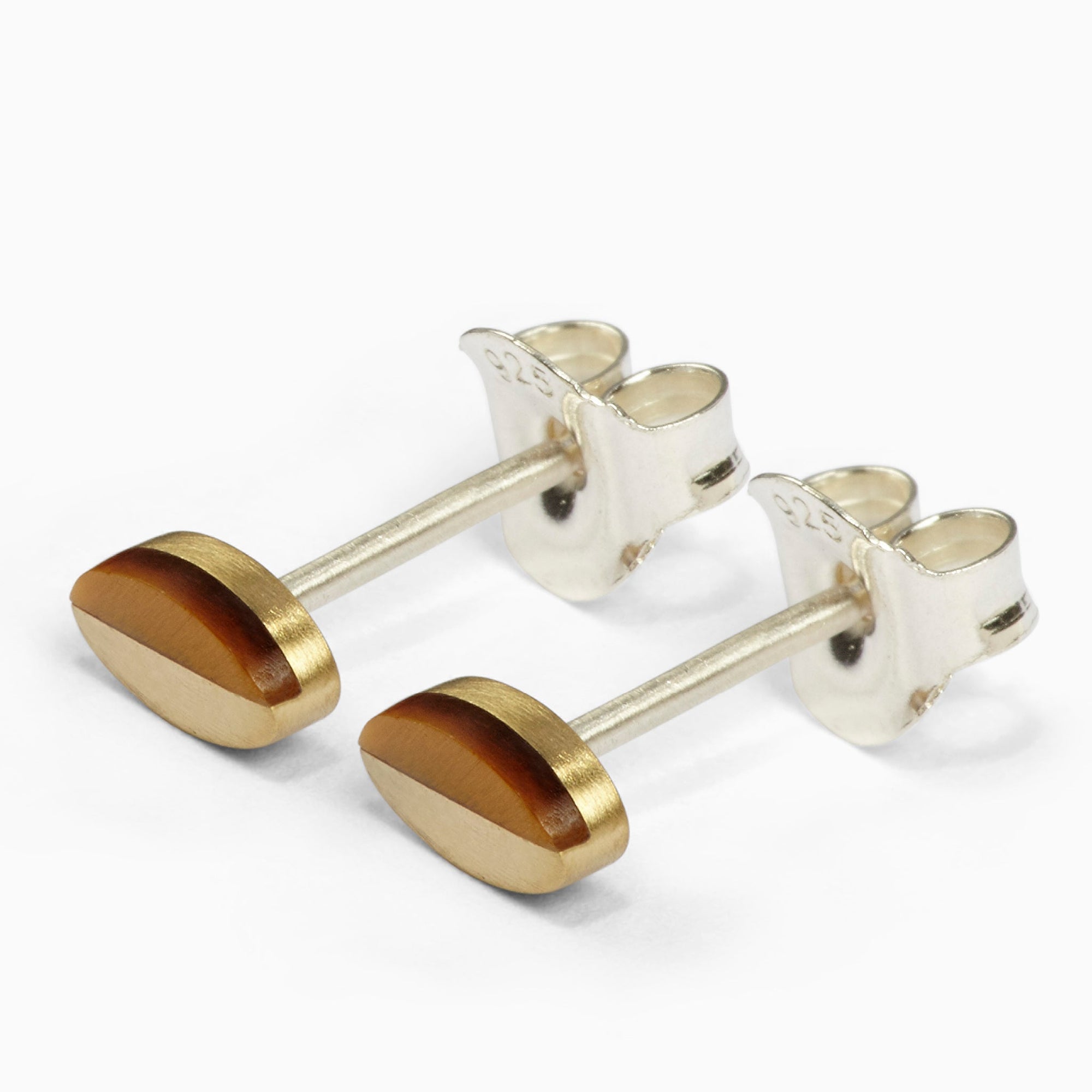 Oval Earrings | Brass | Tiger's Eye