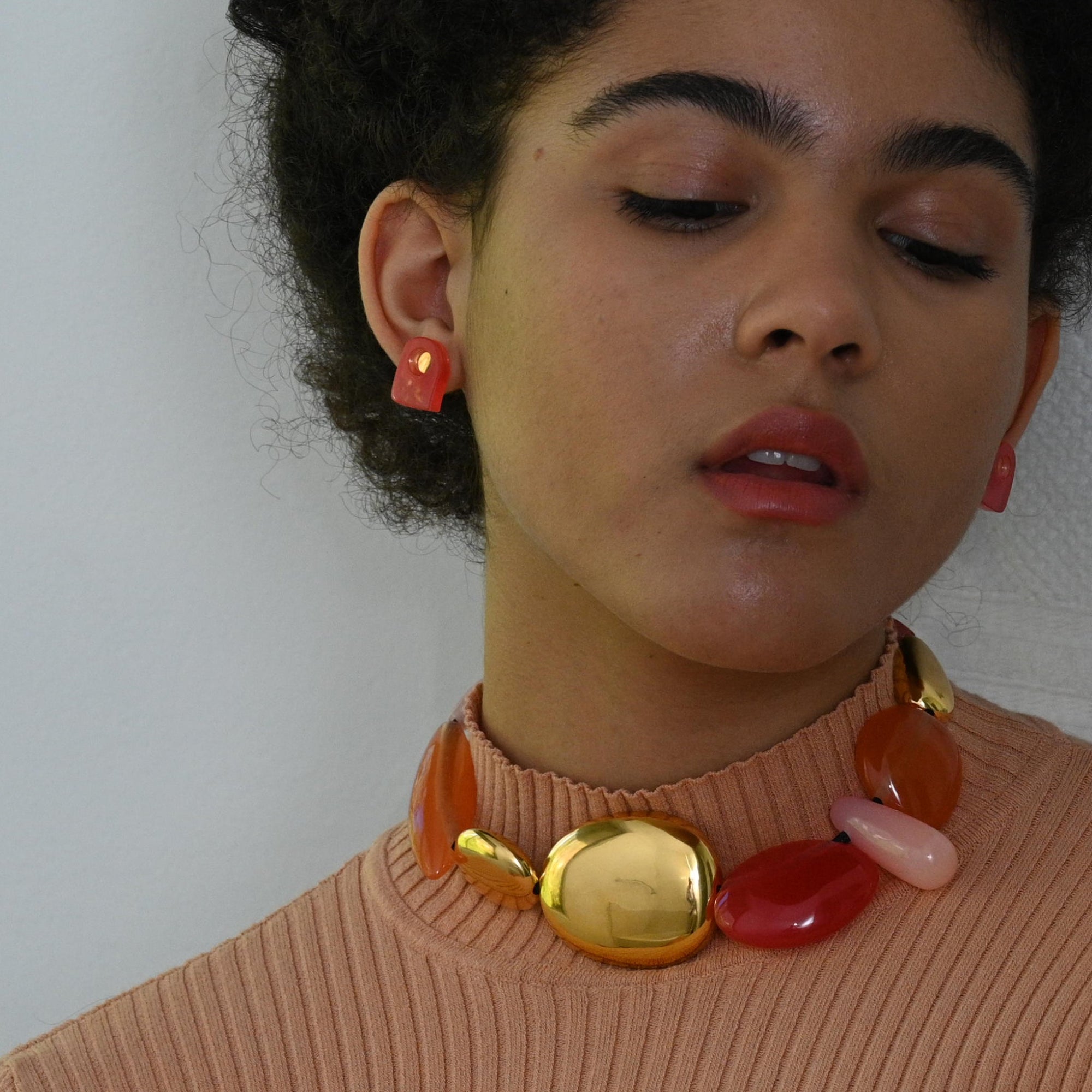 Pietra Earrings | 18K Gold Plated | Coral