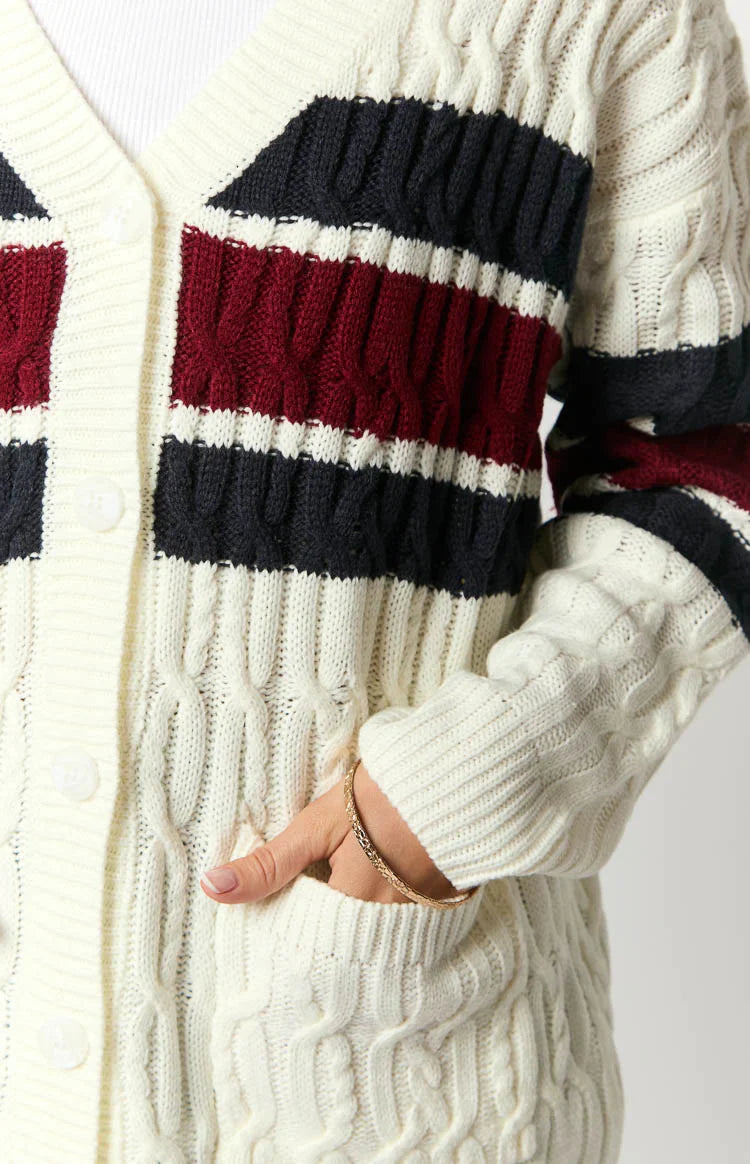 Nikkitta Striped Cardigan | Cream