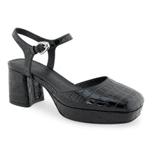 Soir Dress Platform | Black Croco Croco Polyurethane