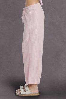Women | Puckered Gingham Fly Front Linen Skipper | Cameo Pink
