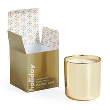 three wick holiday pop candle gold - front view