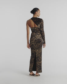 Womens | Neave Asymmetric Crushed Velvet Midi Dress | Fur Stroke Animal