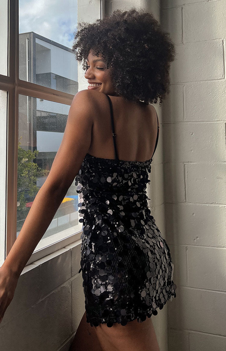 Radiant Sparkle Mini Dress | Black