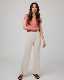 Ribbed Wide Leg Pant | Sand Shell