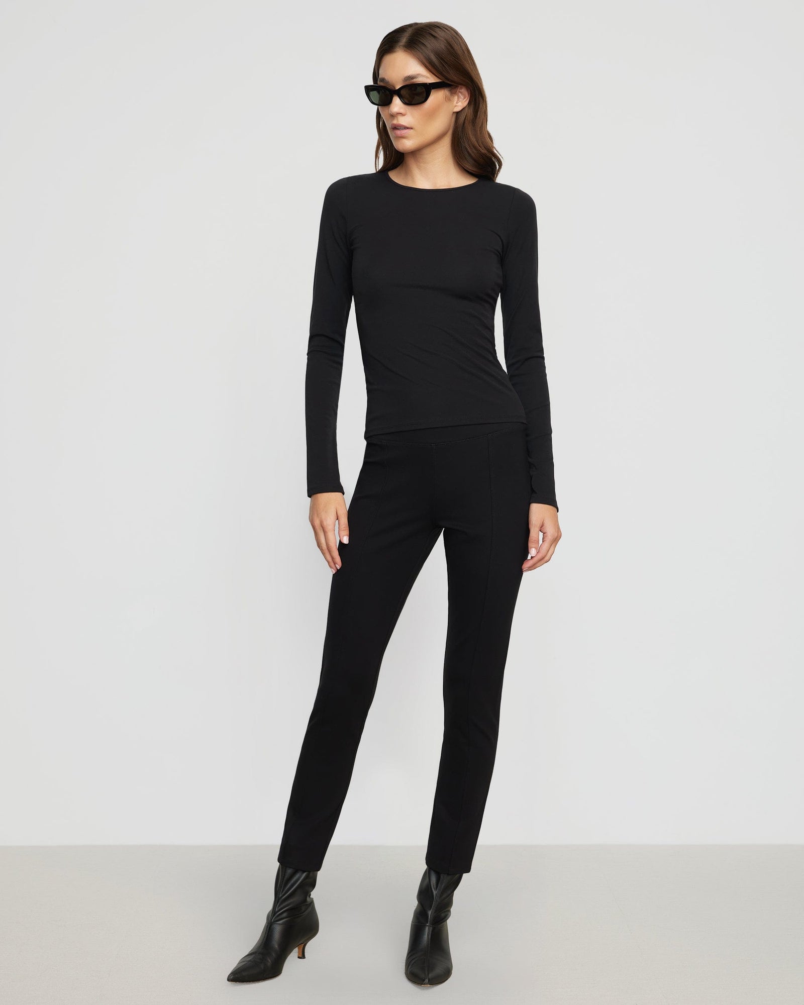Renee | Ronit Zipper-Sleeve Crew-Neck Tee in Size Small