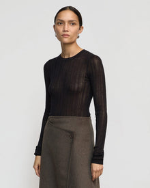 Charlotte | Joon Semi-Sheer Ribbed Sweater in size Small 