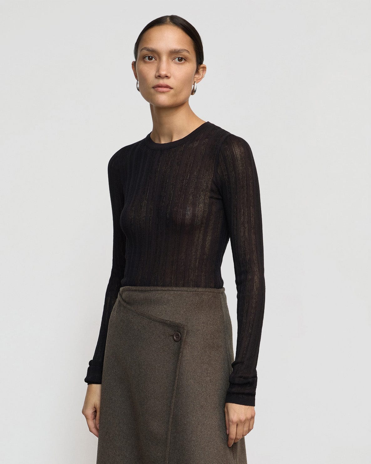 Charlotte | Joon Semi-Sheer Ribbed Sweater in size Small 
