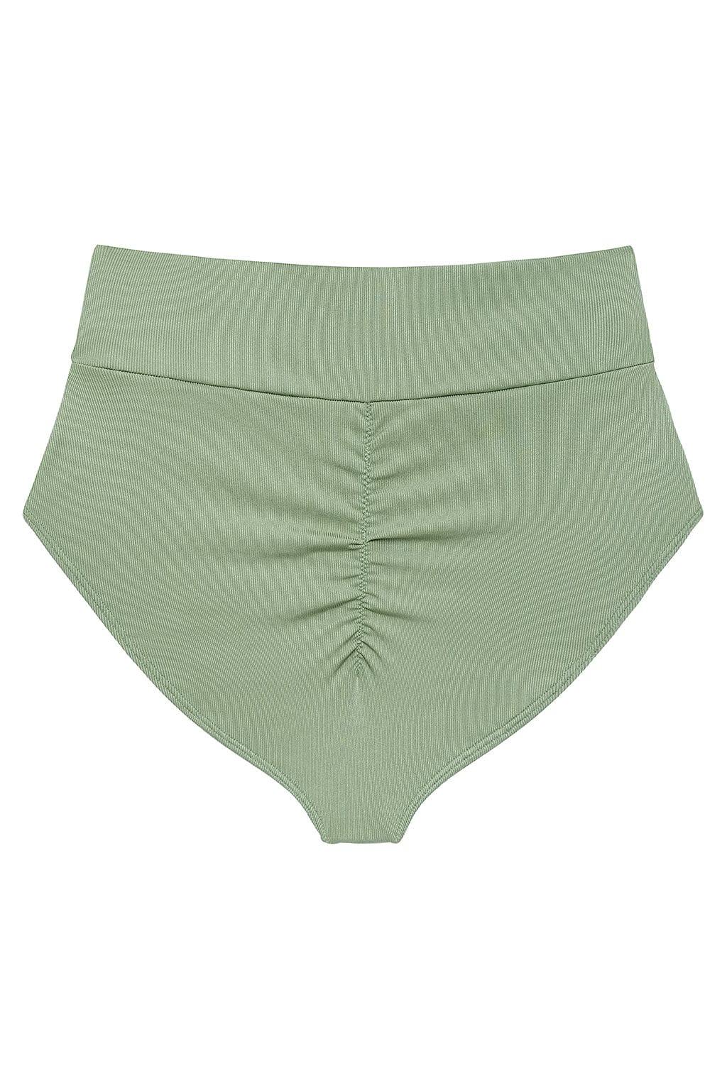 Full Coverage High Rise Bikini Bottom | Sage Green Rib
