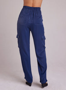 Pleated Cargo Trousers - Dark Azure