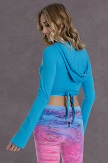 Women | Bell Sleeve Hooded Tie Front Wrap | Pacific