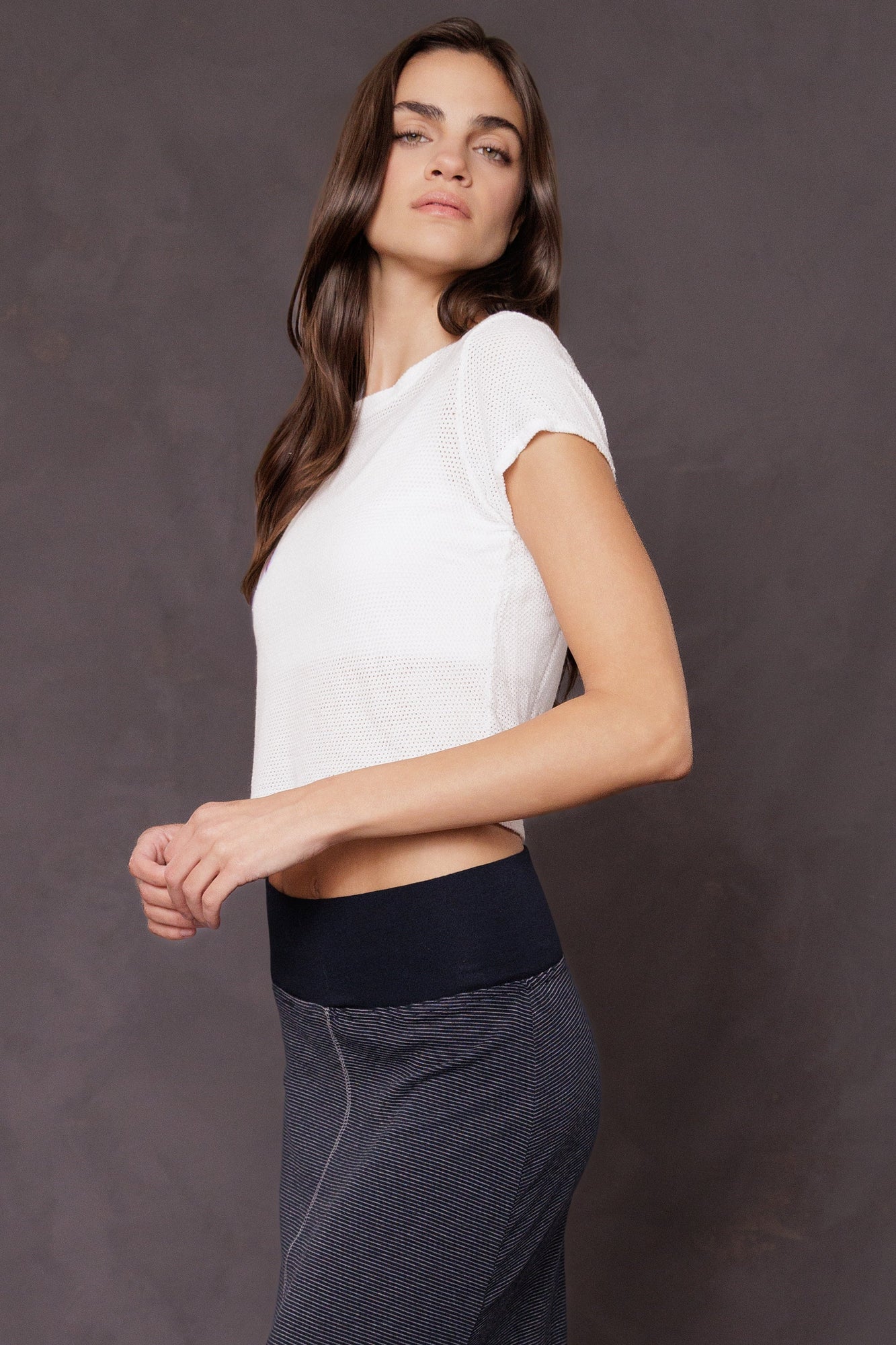 Women | Mesh Crop Tee | White