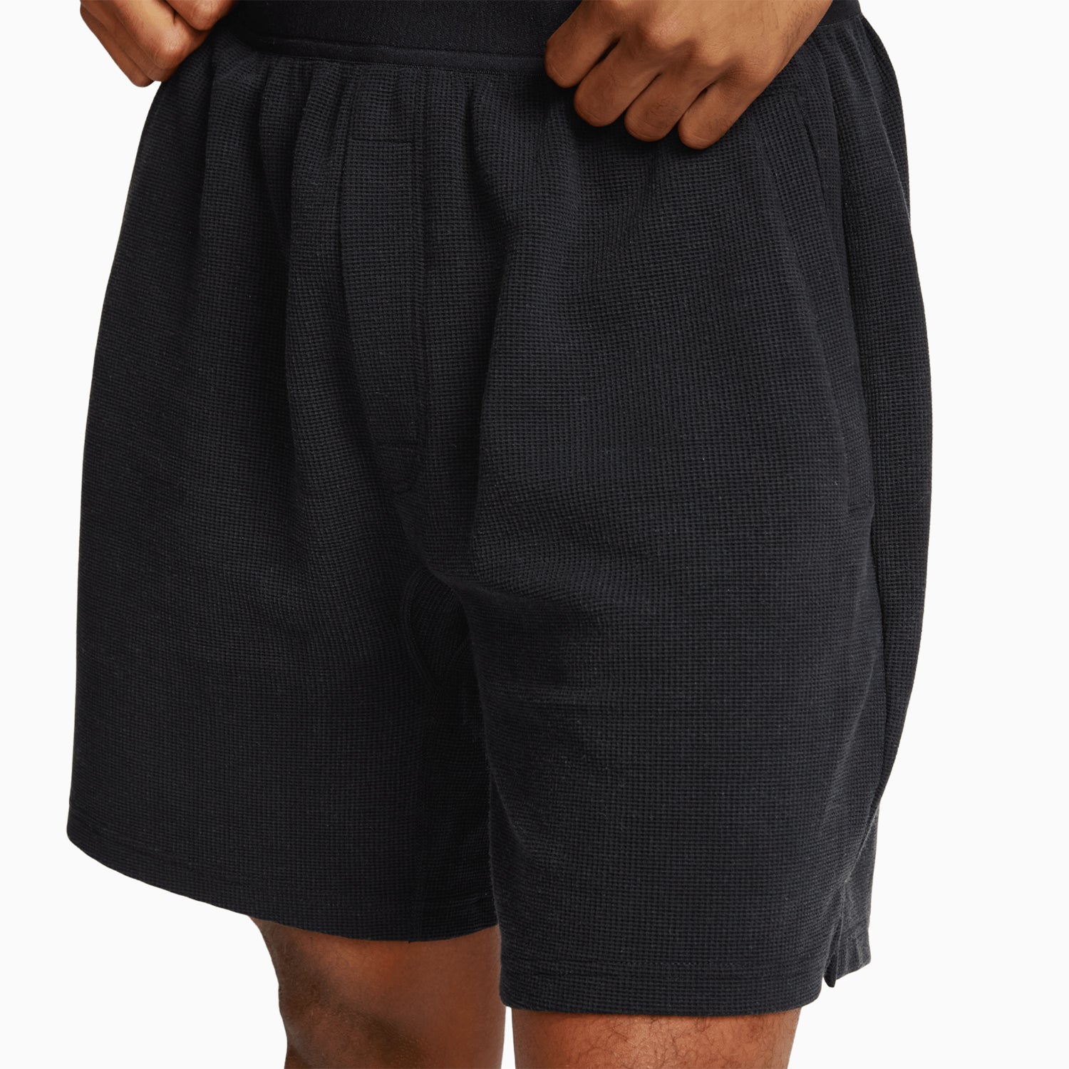 Waffle-Knit Lounge Shorts | Black