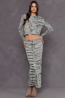 Women | Long Sleeve Crop Tee | Adire Wash 1