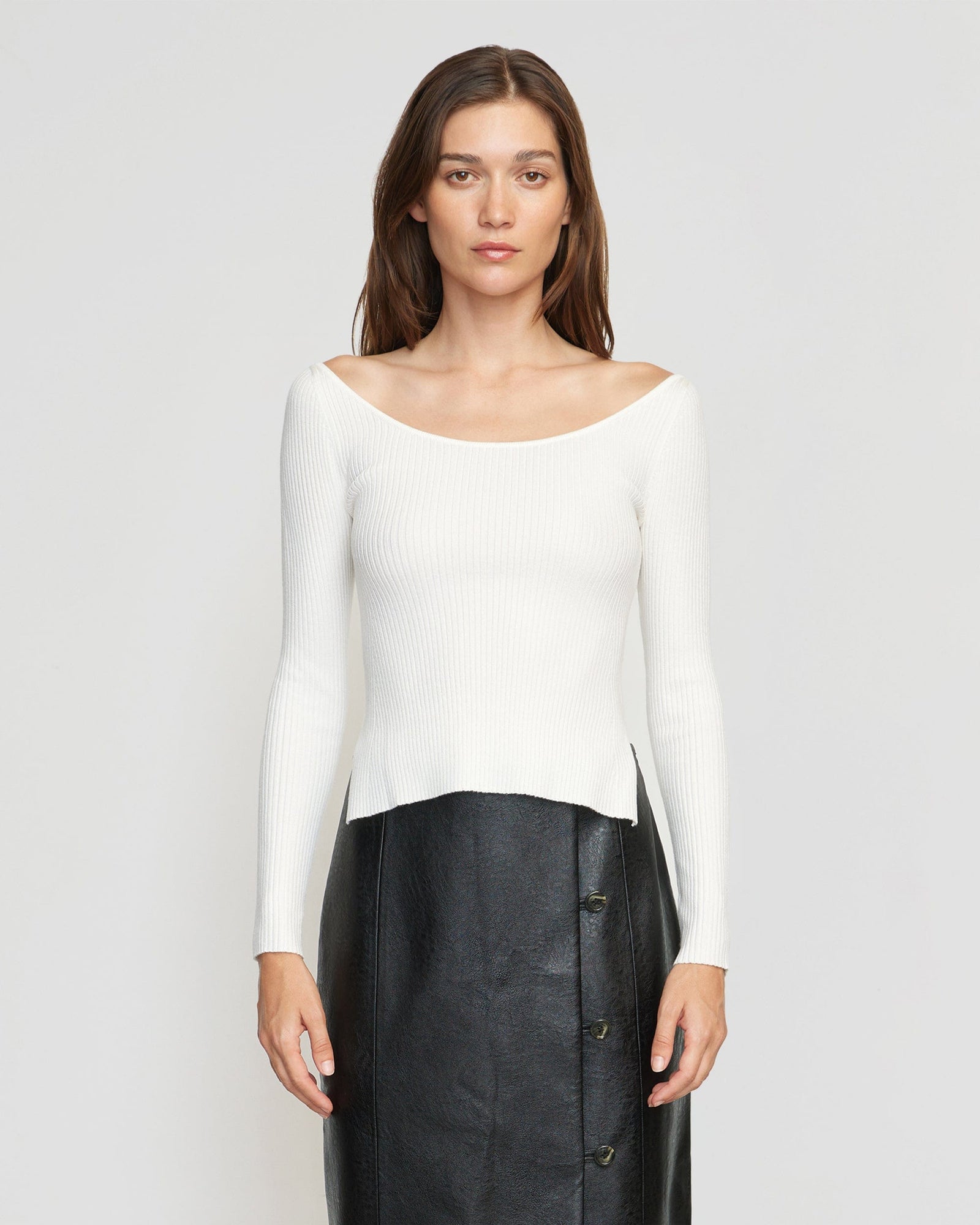 Renee | Thais Off-Shoulder Ribbed Sweater in Size Small