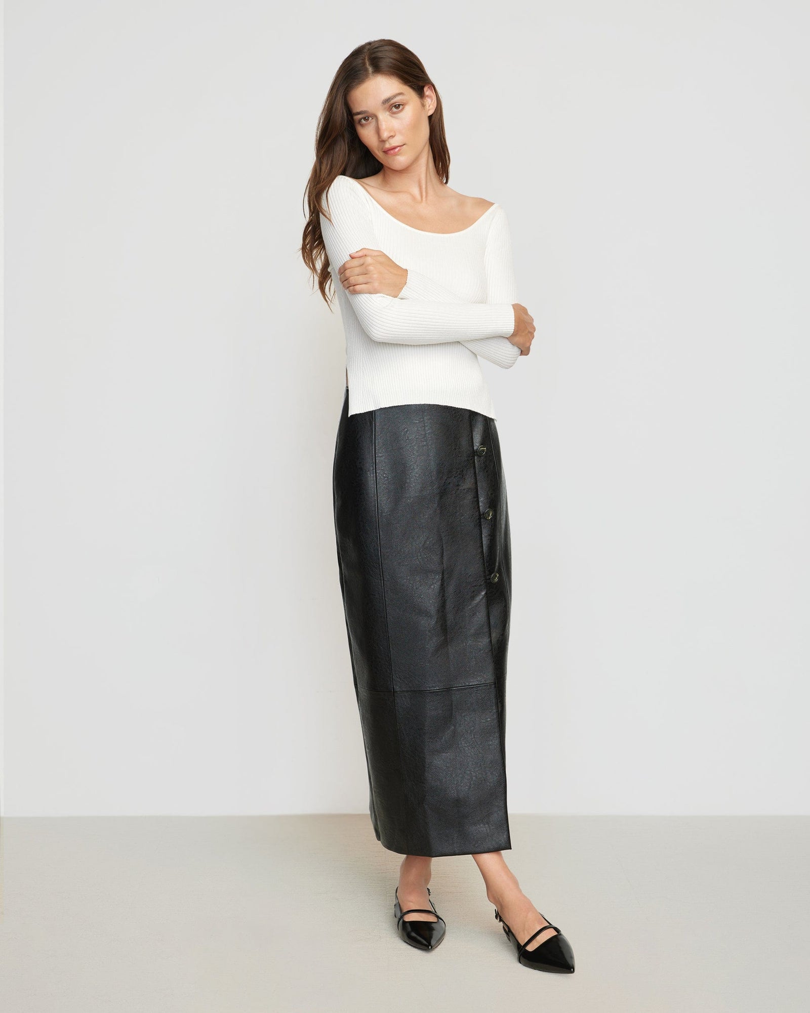 Renee | Thais Off-Shoulder Ribbed Sweater in Size Small