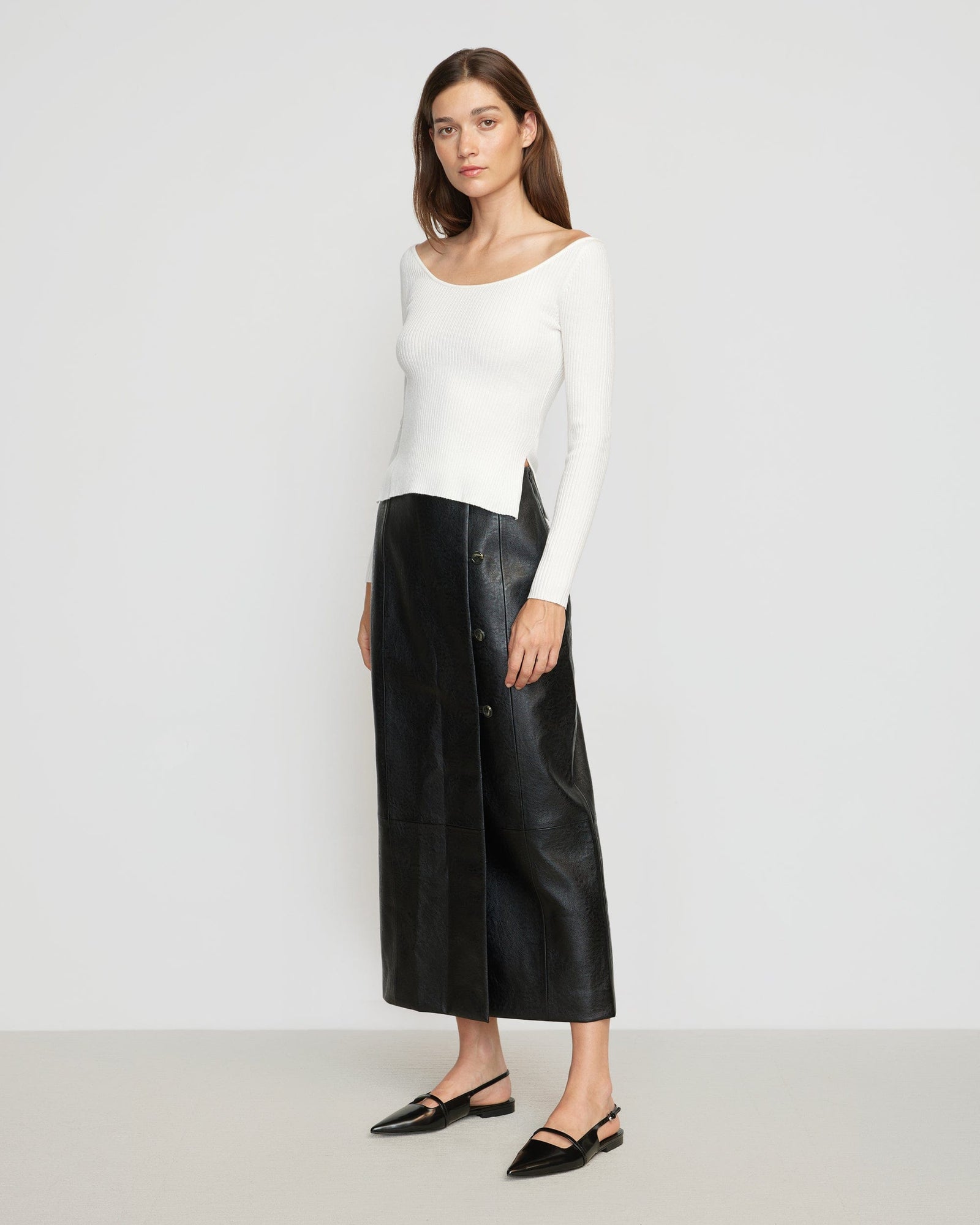 Renee | Thais Off-Shoulder Ribbed Sweater in Size Small