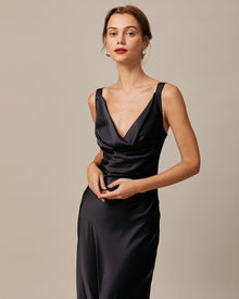 The Cowl Neck Satin Maxi Dress Dresses - RIHOAS