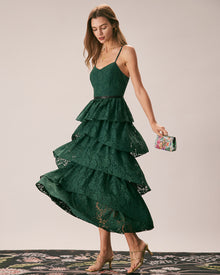 The Green Sweetheart Neck Lace Maxi Dress Dresses - RIHOAS