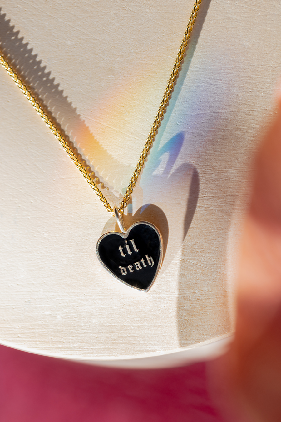 Women | Til Death Enamel Pendant | 14k White Gold