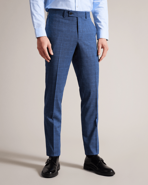 Men | Check Suit Trousers | Navy