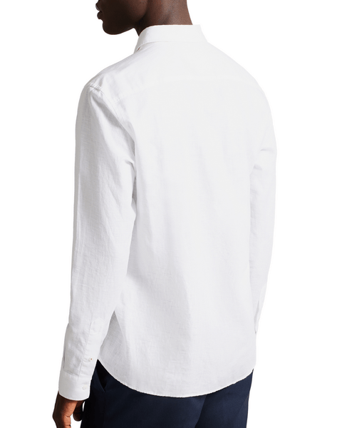 Men | Long Sleeve Linen Shirt | White Multi