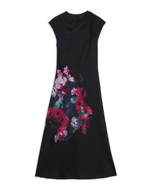 Women | Slip Midi Dress With Drap | Black (V2)
