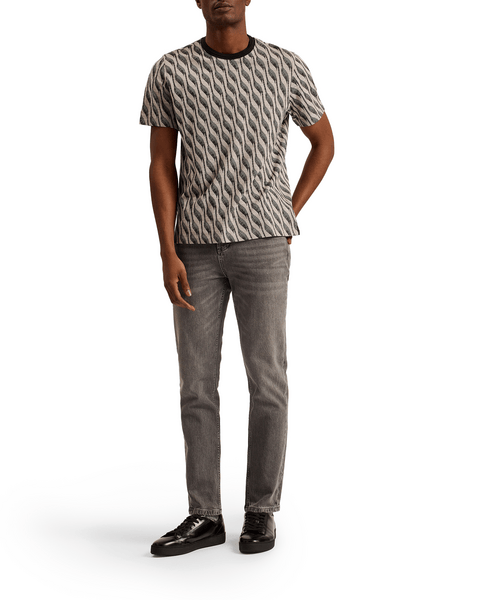 Men | Short Sleeve Regular Jacquard Tshir | Brown Red