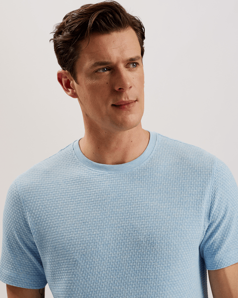 Men | Curlys Short Sleeve Reg Textured T Shirt | Light Blue