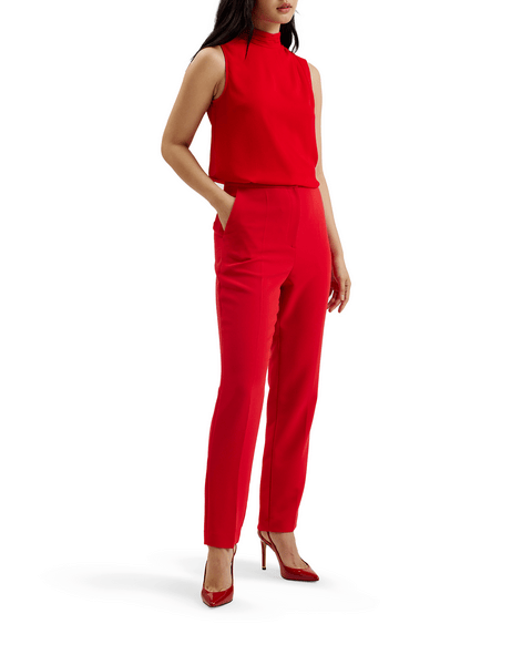 Women | Manattl Tailored Tapered Trous | Dark Red