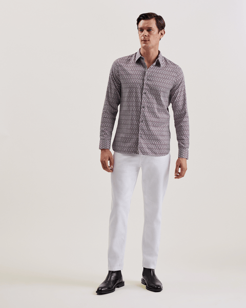 Men | Frestin Long Sleeve Retro Stripe Geo Sh | Red