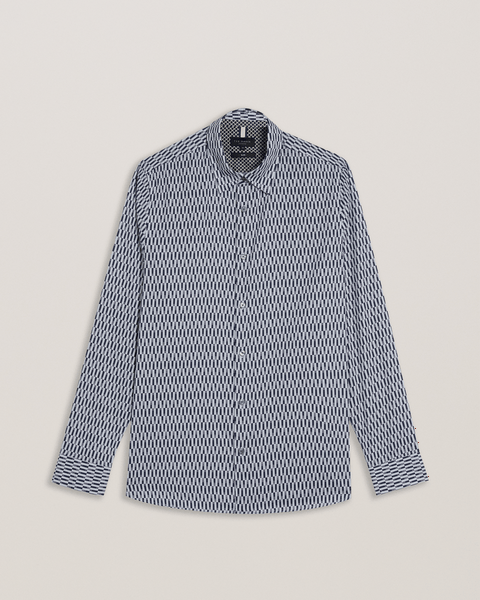 Men | Frestin Long Sleeve Retro Stripe Geo Sh | Navy