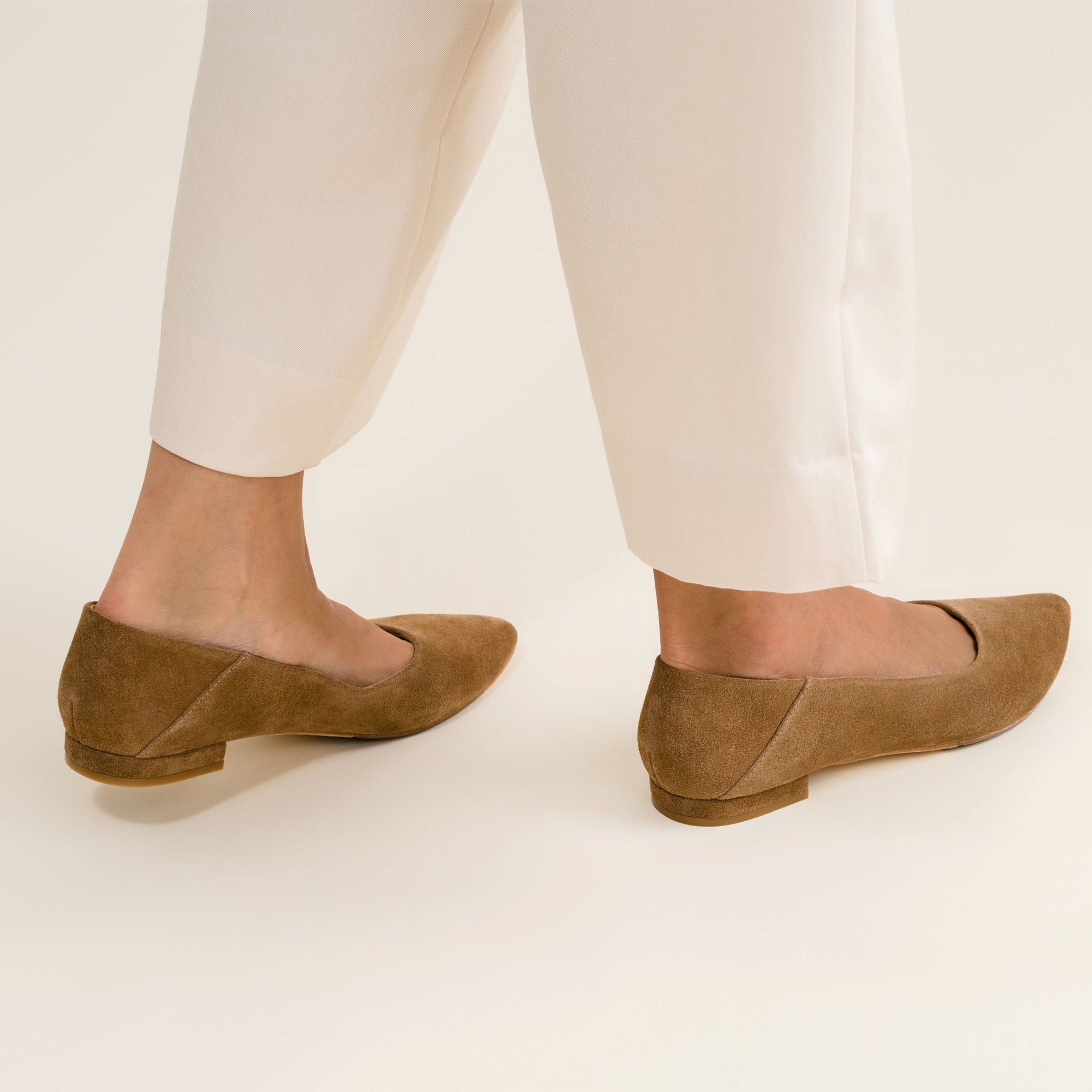 Womens | Fina Pointed Toe Flat | Taupe Suede