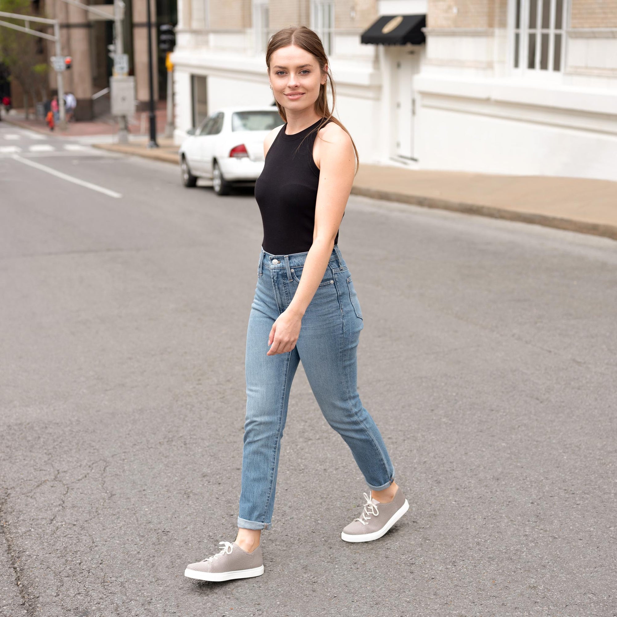 Image 4 Women's Kickaround Sneaker Grey Nisolo on model